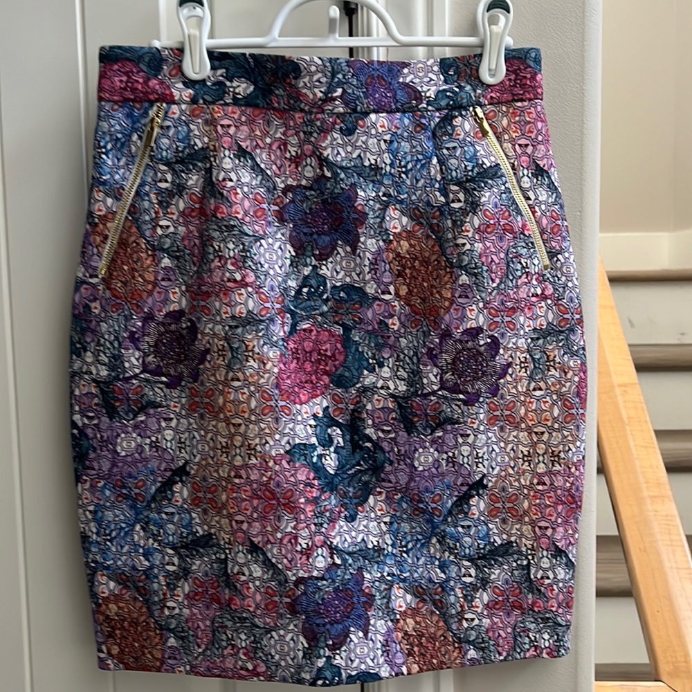 H&M Floral Stained Glass Print Pencil Skirt
